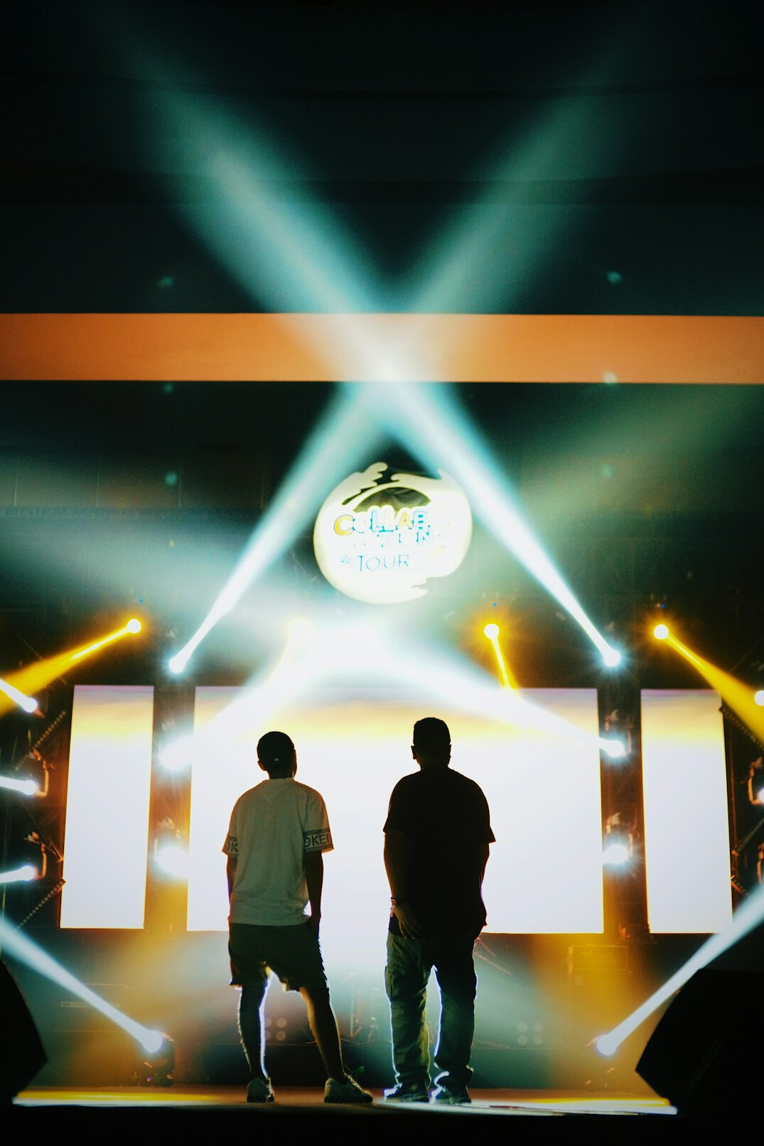 Elegant award ceremony stage with lights and audience
